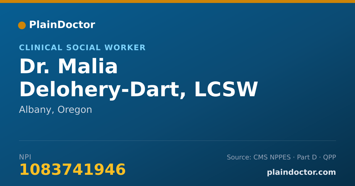 Shareable card for Malia Delohery-Dart, LCSW - Clinical Social Worker, Albany, OR