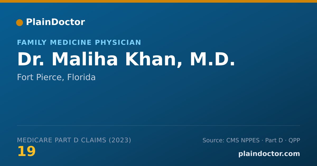 Shareable card for Maliha Khan, M.D. - Family Medicine Physician, Fort Pierce, FL