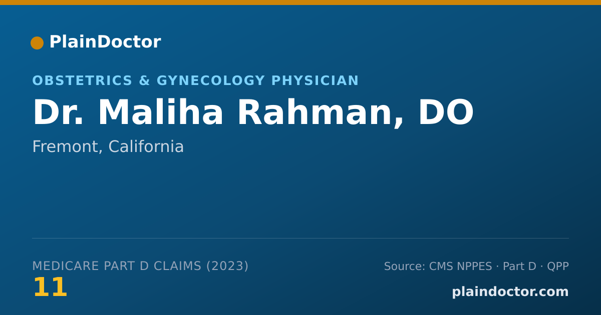 Shareable card for Maliha Rahman, DO - Obstetrics & Gynecology Physician, Fremont, CA