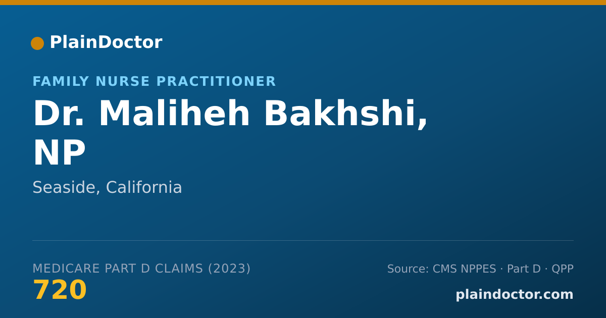Shareable card for Maliheh Bakhshi, NP - Family Nurse Practitioner, Seaside, CA