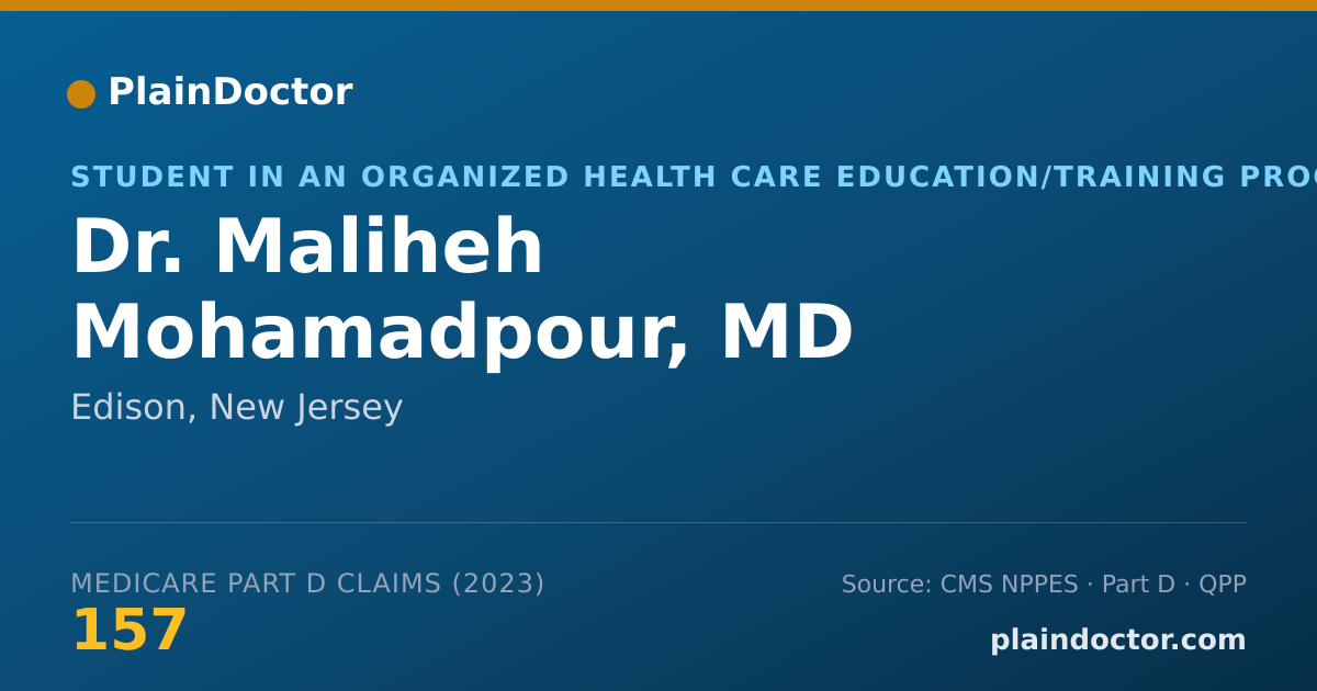 Shareable card for Maliheh Mohamadpour, MD - Student in an Organized Health Care Education/Training Program, Edison, NJ