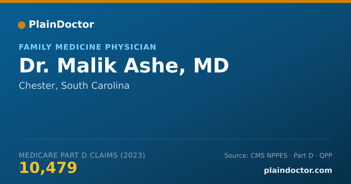 Shareable card for Malik Ashe, MD - Family Medicine Physician, Chester, SC