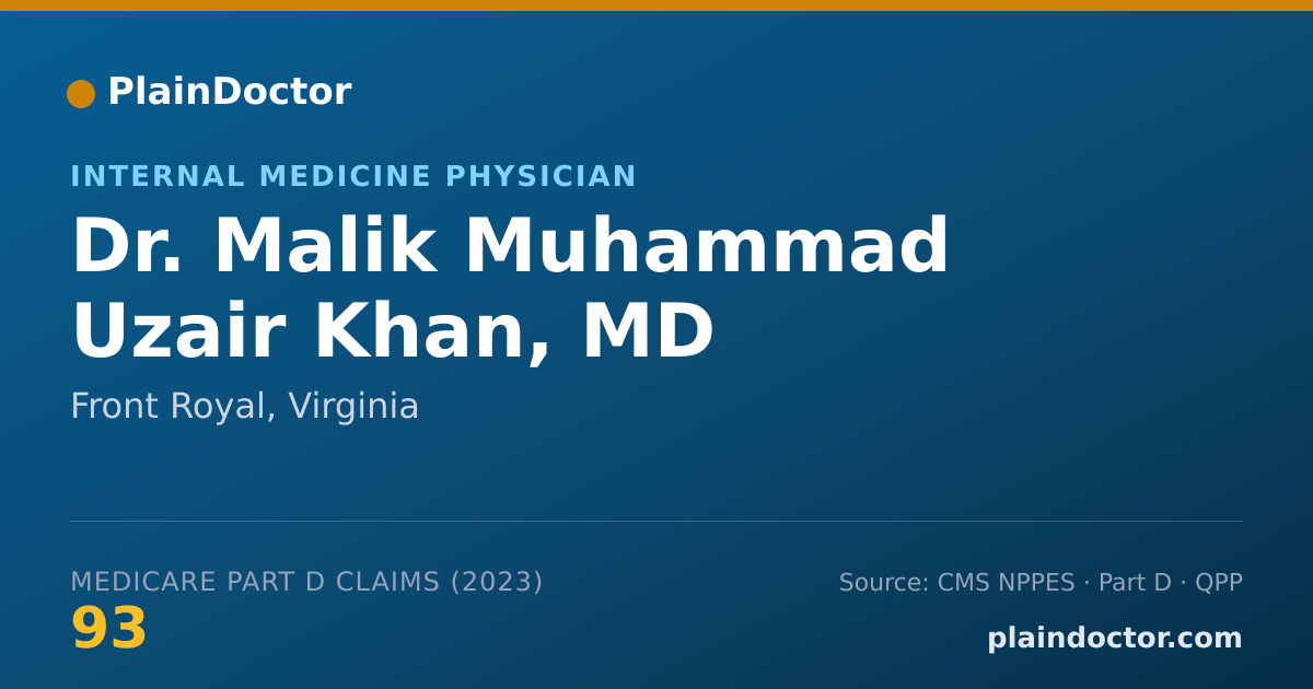 Shareable card for Malik Muhammad Uzair Khan, MD - Internal Medicine Physician, Front Royal, VA