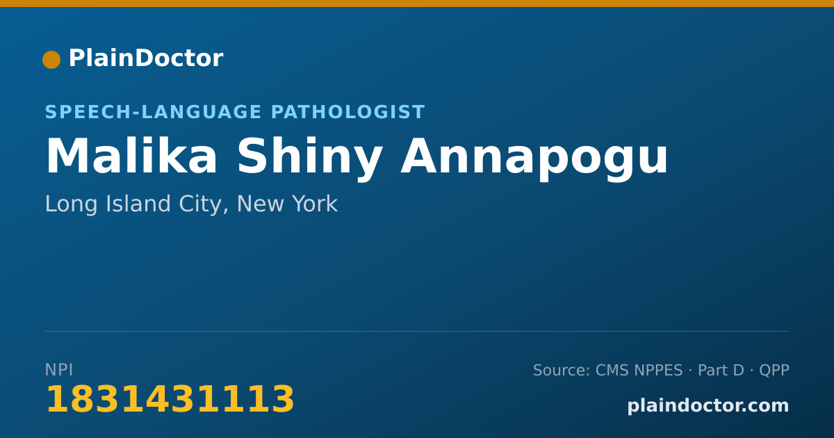 Shareable card for Malika Shiny Annapogu - Speech-Language Pathologist, Long Island City, NY