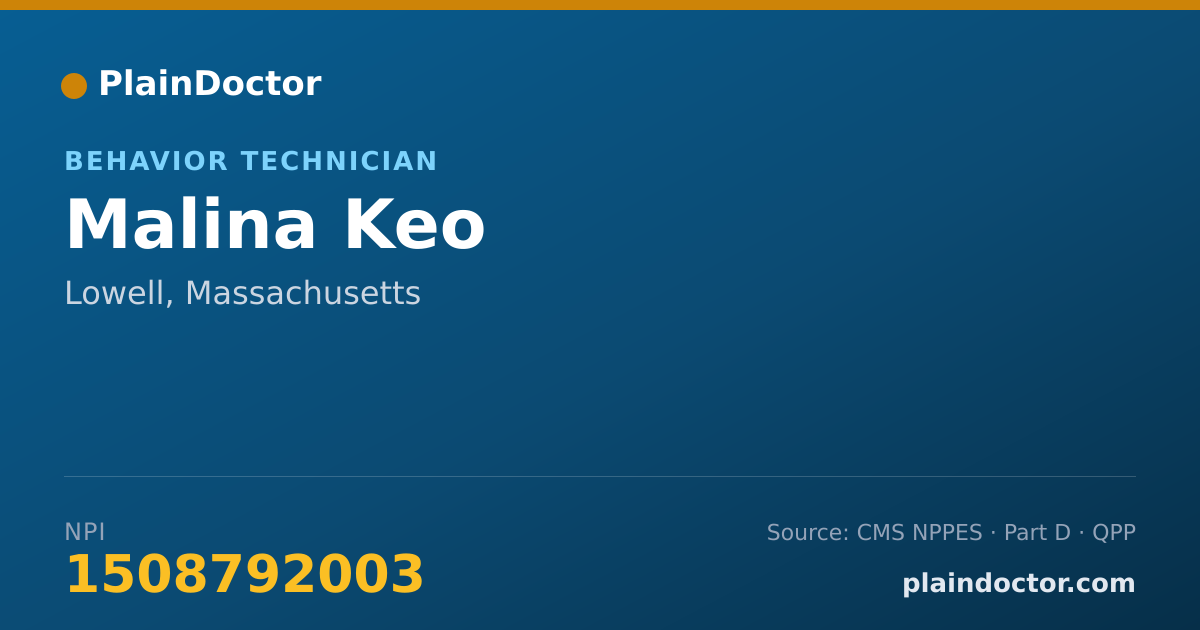 Shareable card for Malina Keo - Behavior Technician, Lowell, MA
