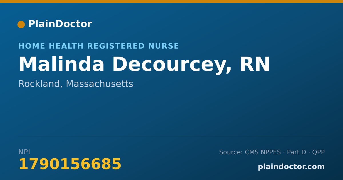Shareable card for Malinda Decourcey, RN - Home Health Registered Nurse, Rockland, MA