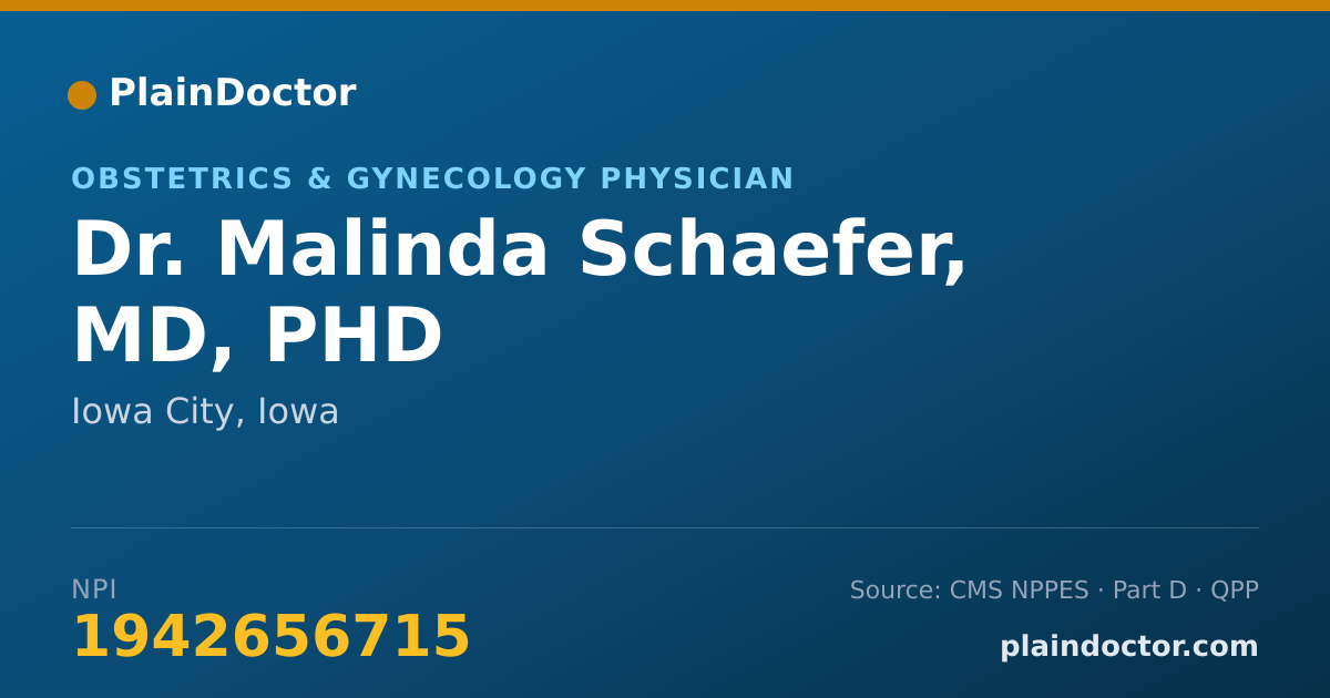 Shareable card for Malinda Schaefer, MD, PHD - Obstetrics & Gynecology Physician, Iowa City, IA
