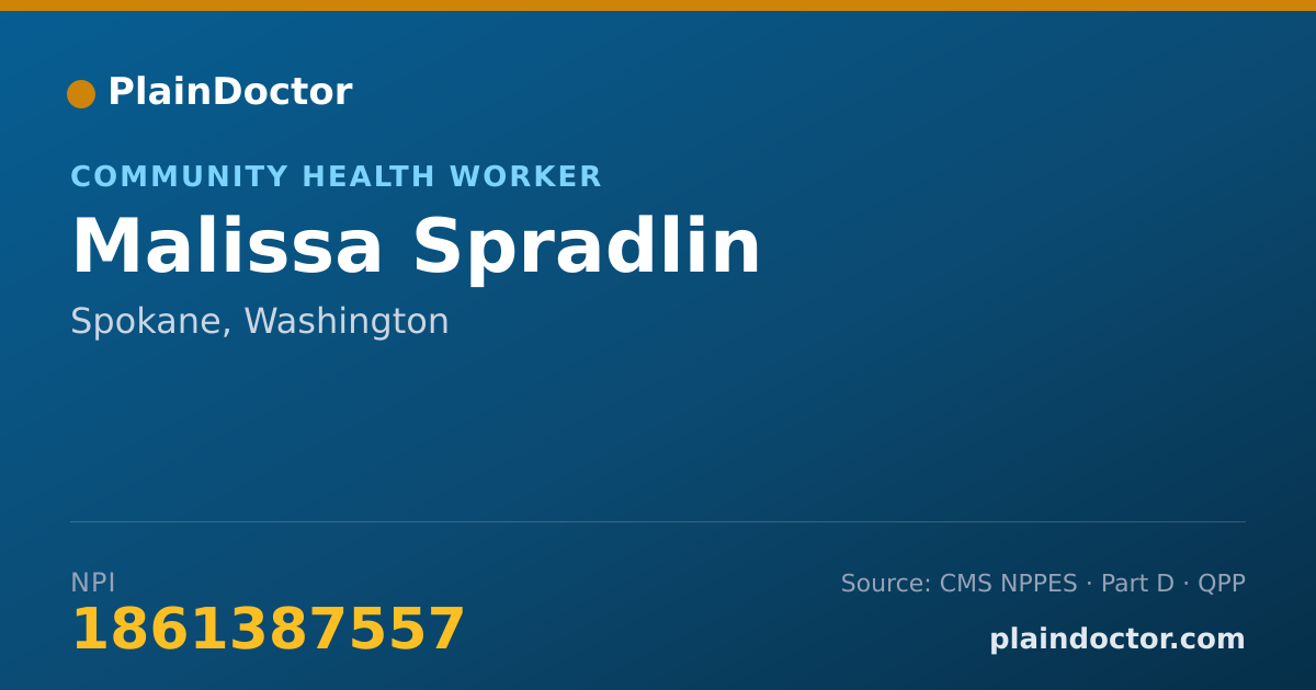 Shareable card for Malissa Spradlin - Community Health Worker, Spokane, WA