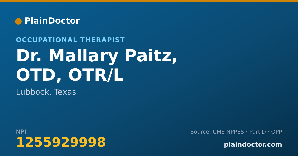 Shareable card for Mallary Paitz, OTD, OTR/L - Occupational Therapist, Lubbock, TX