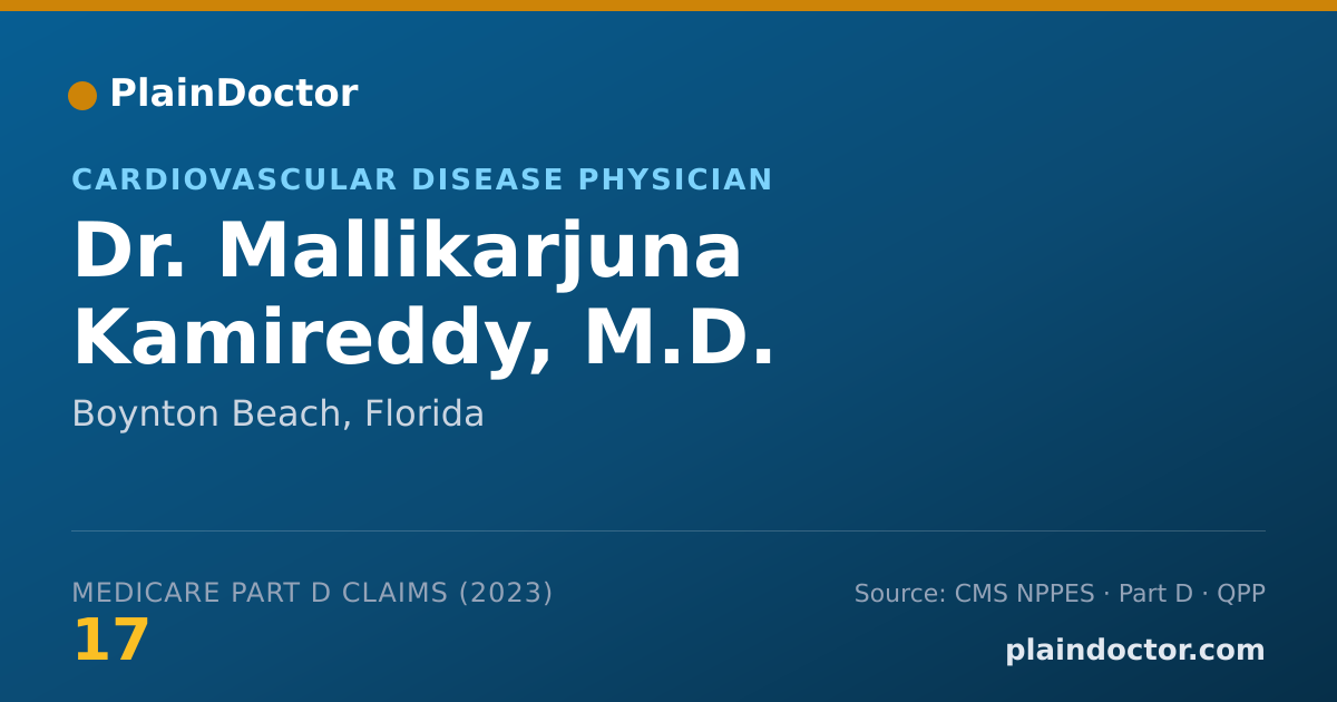 Shareable card for Mallikarjuna Kamireddy, M.D. - Cardiovascular Disease Physician, Boynton Beach, FL