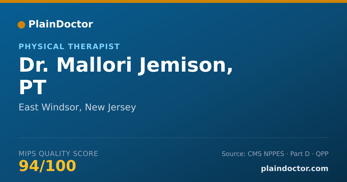 Shareable card for Mallori Jemison, PT - Physical Therapist, East Windsor, NJ