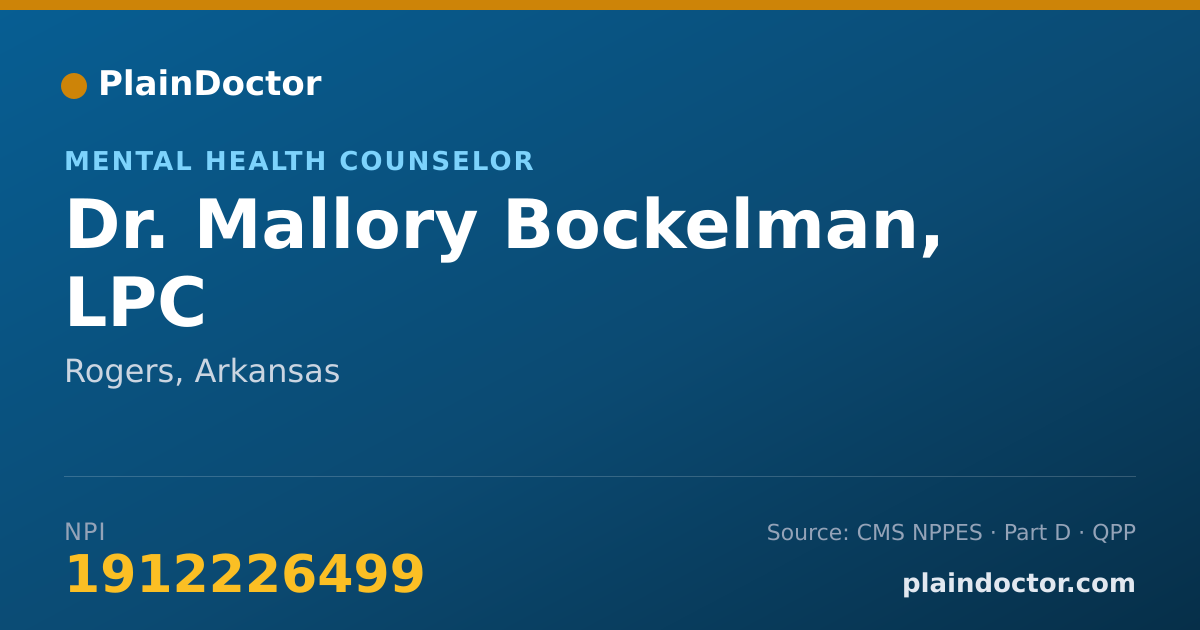 Shareable card for Mallory Bockelman, LPC - Mental Health Counselor, Rogers, AR