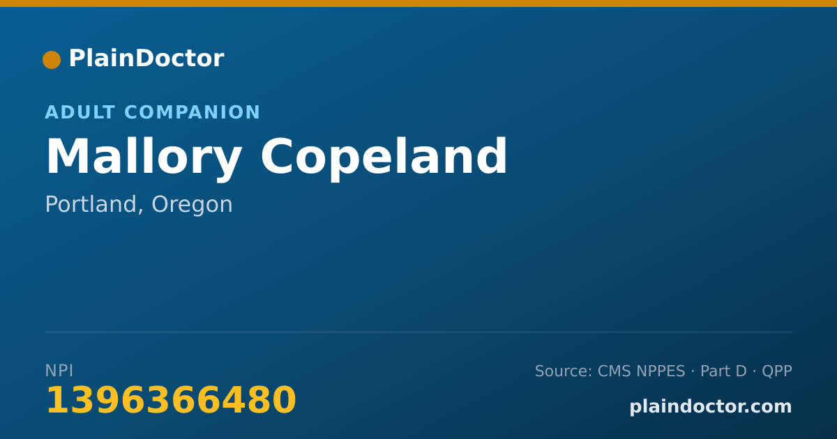 Shareable card for Mallory Copeland - Adult Companion, Portland, OR