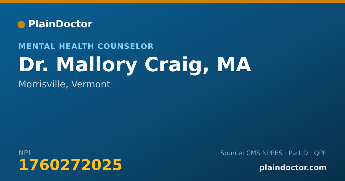 Shareable card for Mallory Craig, MA - Mental Health Counselor, Morrisville, VT