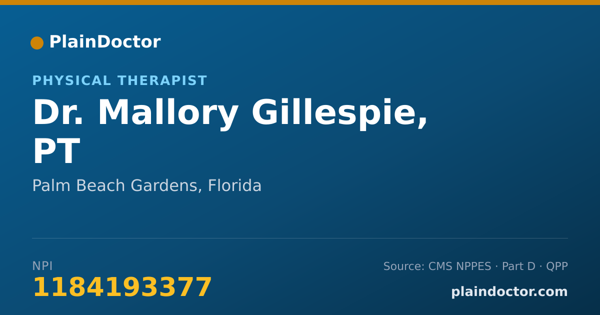 Shareable card for Mallory Gillespie, PT - Physical Therapist, Palm Beach Gardens, FL