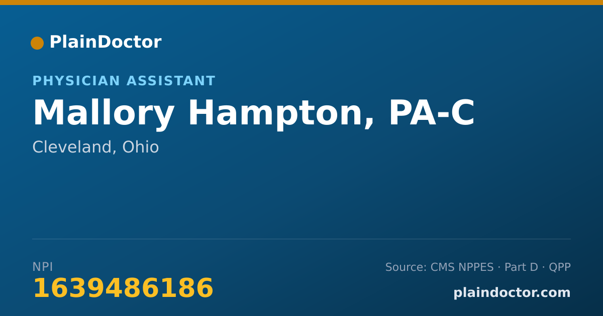 Shareable card for Mallory Hampton, PA-C - Physician Assistant, Cleveland, OH