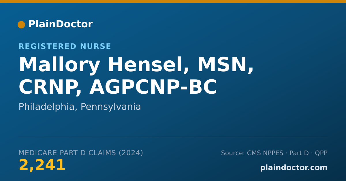 Shareable card for Mallory Hensel, MSN, CRNP, AGPCNP-BC - Registered Nurse, Philadelphia, PA