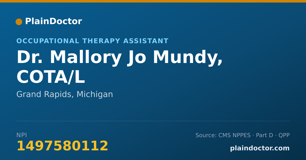 Shareable card for Mallory Jo Mundy, COTA/L - Occupational Therapy Assistant, Grand Rapids, MI