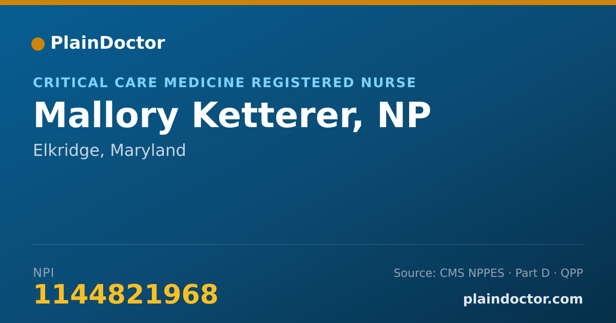 Shareable card for Mallory Ketterer, NP - Critical Care Medicine Registered Nurse, Elkridge, MD