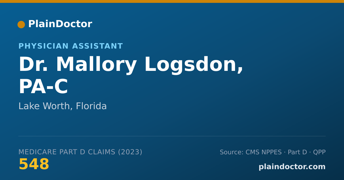 Shareable card for Mallory Logsdon, PA-C - Physician Assistant, Lake Worth, FL