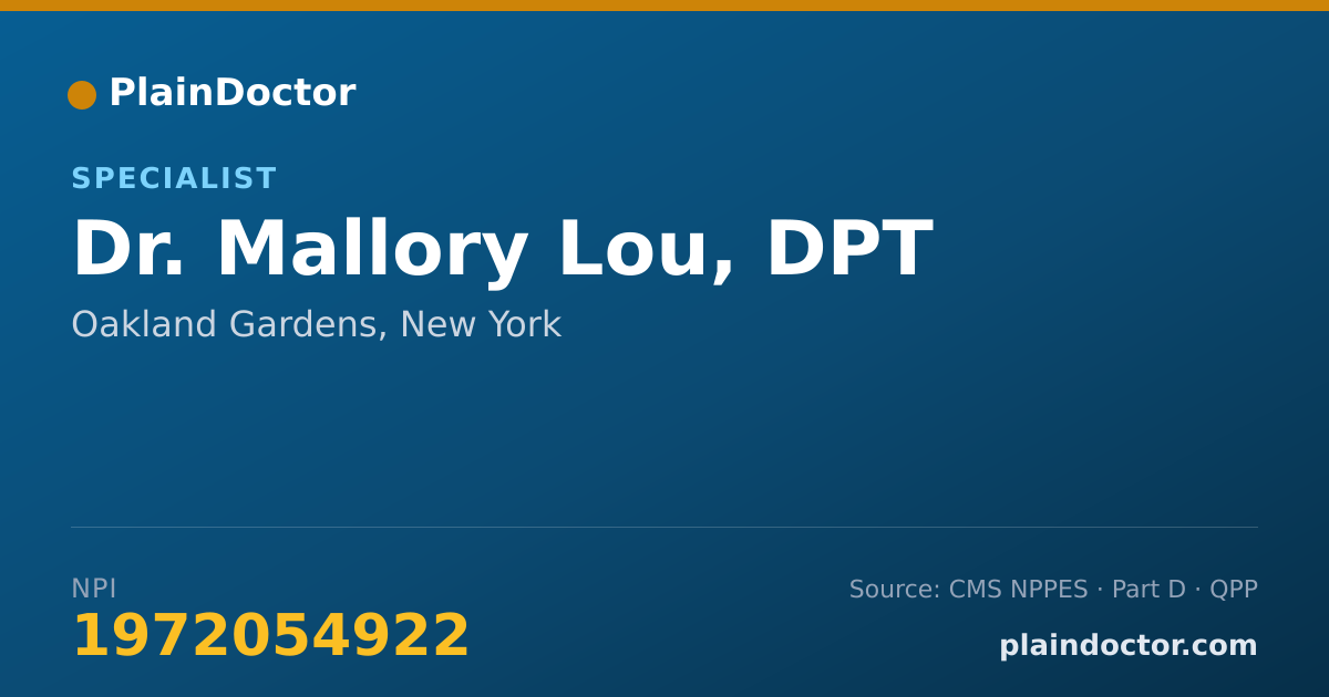 Shareable card for Mallory Lou, DPT - Specialist, Oakland Gardens, NY