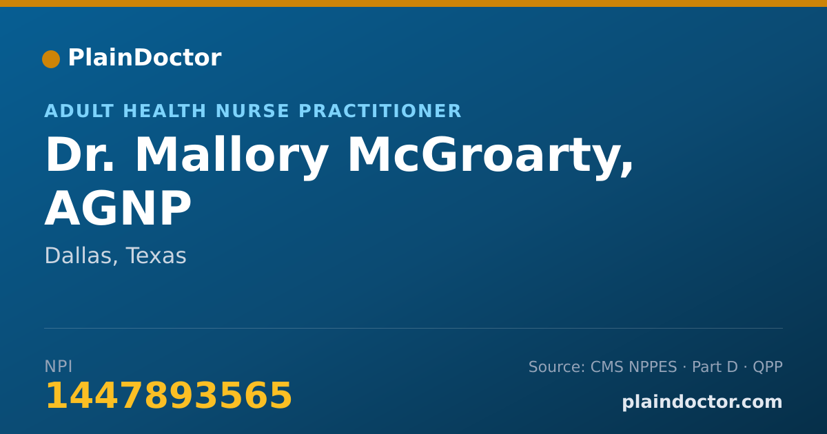 Shareable card for Mallory McGroarty, AGNP - Adult Health Nurse Practitioner, Dallas, TX