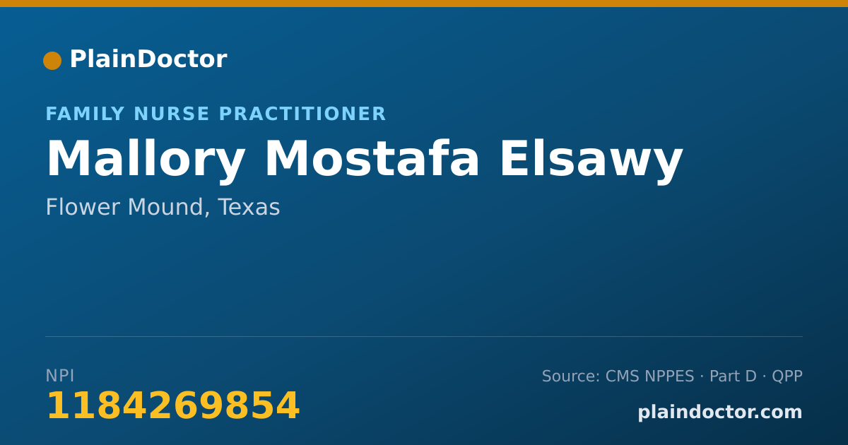 Shareable card for Mallory Mostafa Elsawy - Family Nurse Practitioner, Flower Mound, TX
