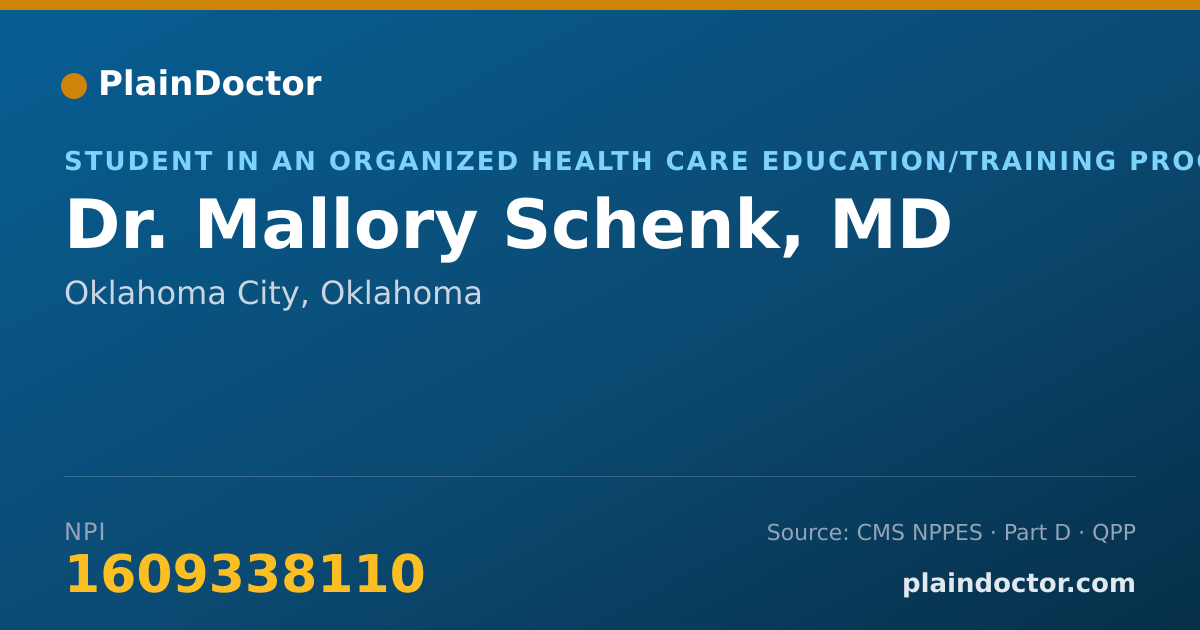 Shareable card for Mallory Schenk, MD - Student in an Organized Health Care Education/Training Program, Oklahoma City, OK