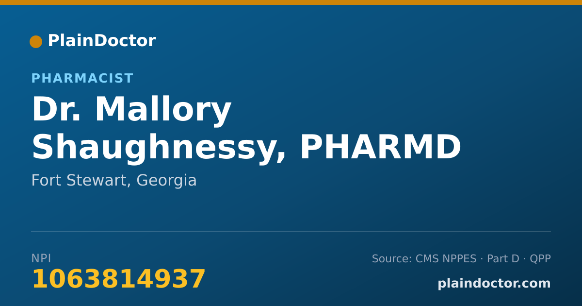 Shareable card for Mallory Shaughnessy, PHARMD - Pharmacist, Fort Stewart, GA
