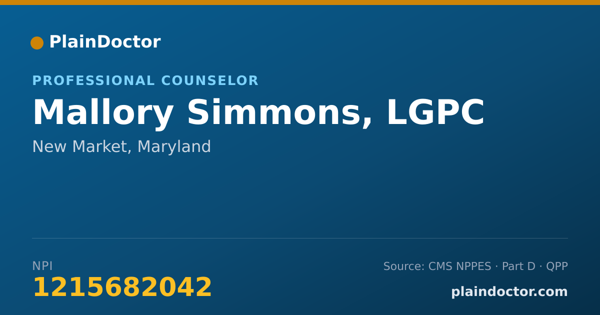 Shareable card for Mallory Simmons, LGPC - Professional Counselor, New Market, MD