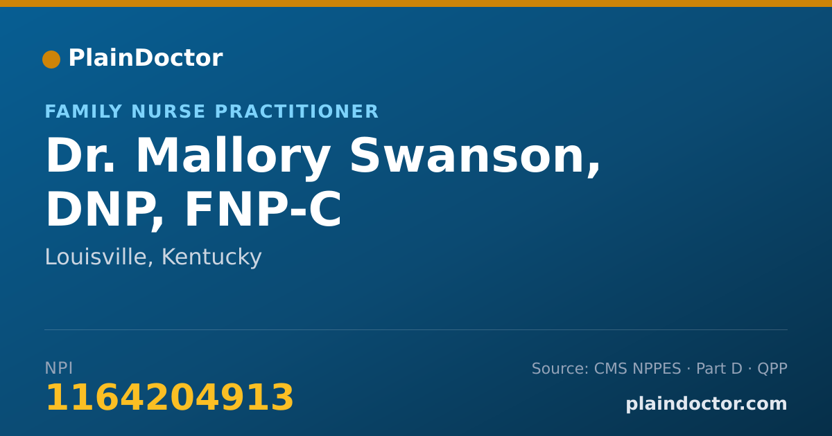 Shareable card for Mallory Swanson, DNP, FNP-C - Family Nurse Practitioner, Louisville, KY