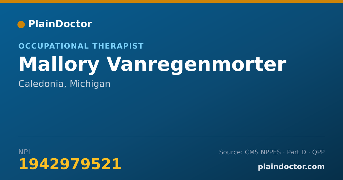 Shareable card for Mallory Vanregenmorter - Occupational Therapist, Caledonia, MI