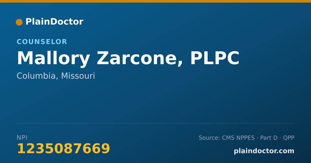 Shareable card for Mallory Zarcone, PLPC - Counselor, Columbia, MO