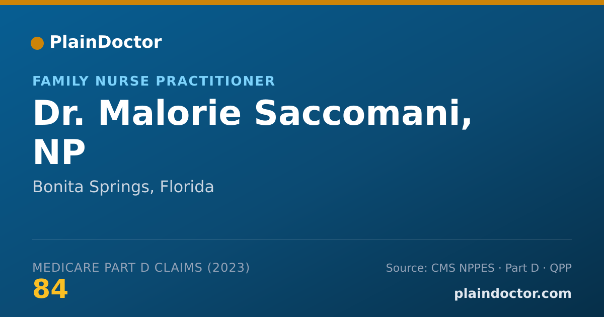 Shareable card for Malorie Saccomani, NP - Family Nurse Practitioner, Bonita Springs, FL
