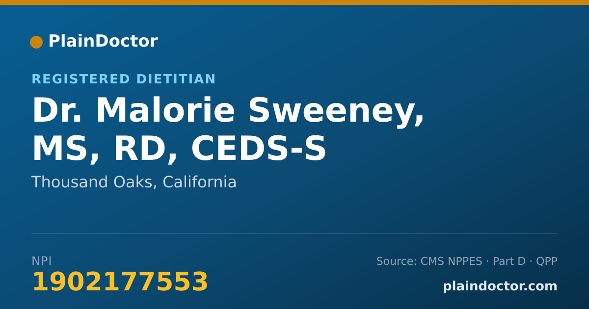 Shareable card for Malorie Sweeney, MS, RD, CEDS-S - Registered Dietitian, Thousand Oaks, CA