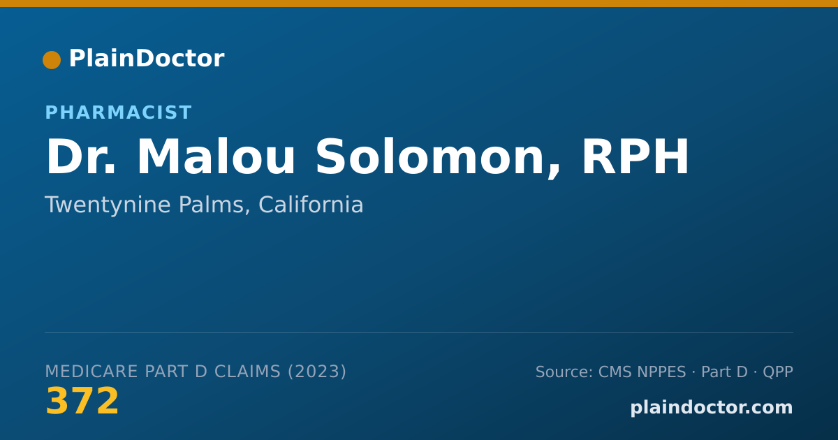 Shareable card for Malou Solomon, RPH - Pharmacist, Twentynine Palms, CA