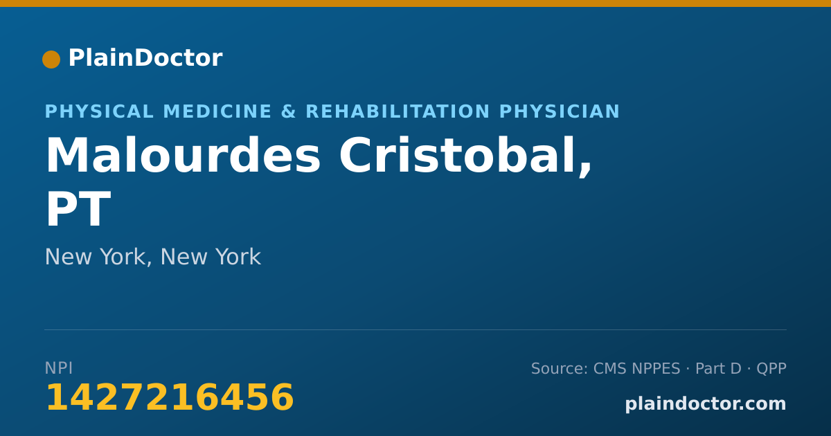 Shareable card for Malourdes Cristobal, PT - Physical Medicine & Rehabilitation Physician, New York, NY