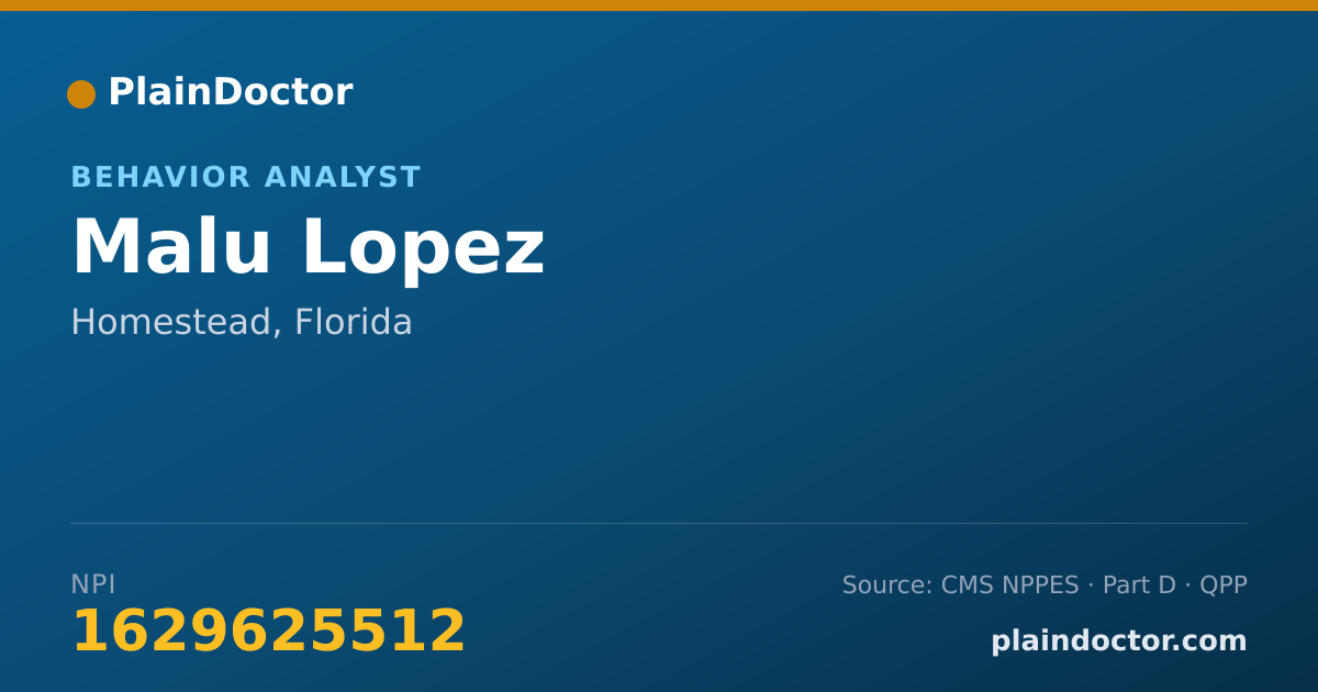 Shareable card for Malu Lopez - Behavior Analyst, Homestead, FL