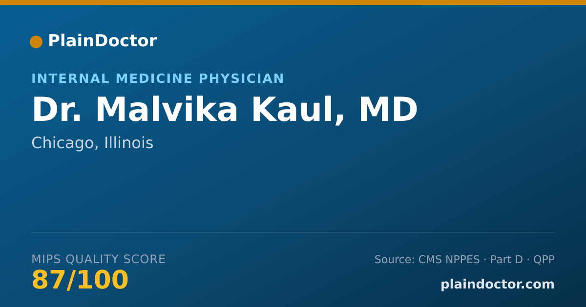 Shareable card for Malvika Kaul, MD - Internal Medicine Physician, Chicago, IL
