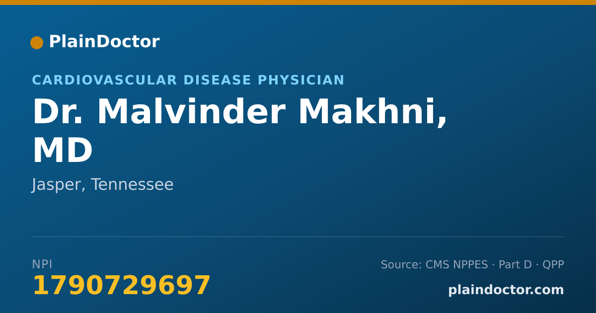 Shareable card for Malvinder Makhni, MD - Cardiovascular Disease Physician, Jasper, TN