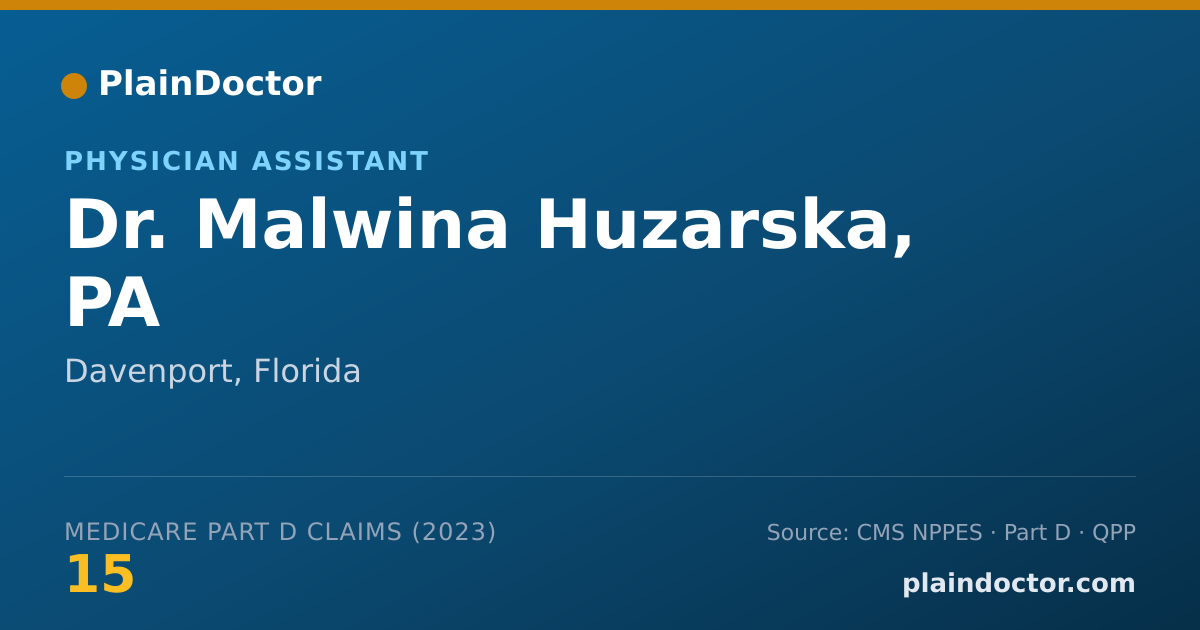 Shareable card for Malwina Huzarska, PA - Physician Assistant, Davenport, FL