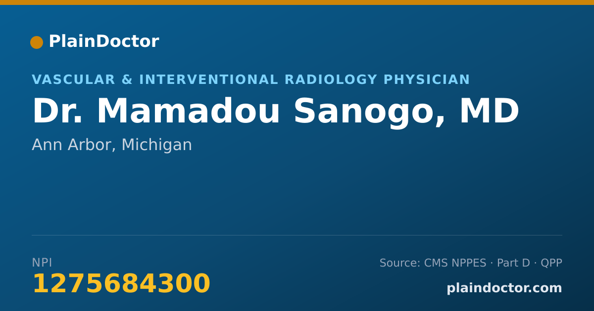 Shareable card for Mamadou Sanogo, MD - Vascular & Interventional Radiology Physician, Ann Arbor, MI