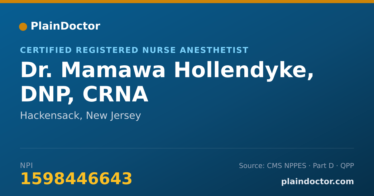 Shareable card for Mamawa Hollendyke, DNP, CRNA - Certified Registered Nurse Anesthetist, Hackensack, NJ