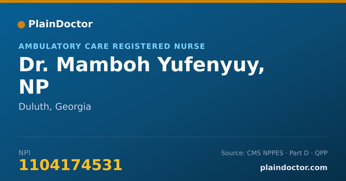Shareable card for Mamboh Yufenyuy, NP - Ambulatory Care Registered Nurse, Duluth, GA