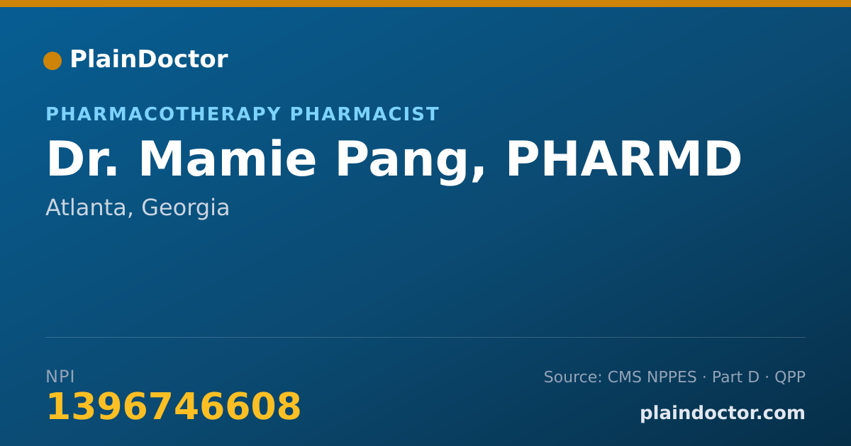 Shareable card for Mamie Pang, PHARMD - Pharmacotherapy Pharmacist, Atlanta, GA