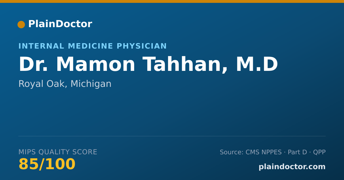 Shareable card for Mamon Tahhan, M.D - Internal Medicine Physician, Royal Oak, MI