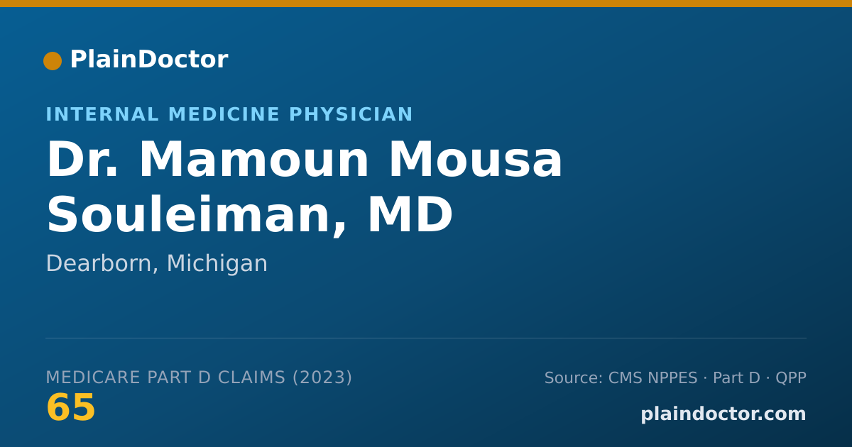 Shareable card for Mamoun Mousa Souleiman, MD - Internal Medicine Physician, Dearborn, MI