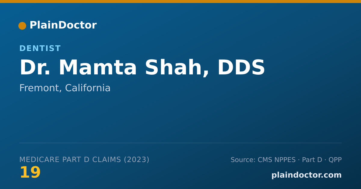 Shareable card for Mamta Shah, DDS - Dentist, Fremont, CA