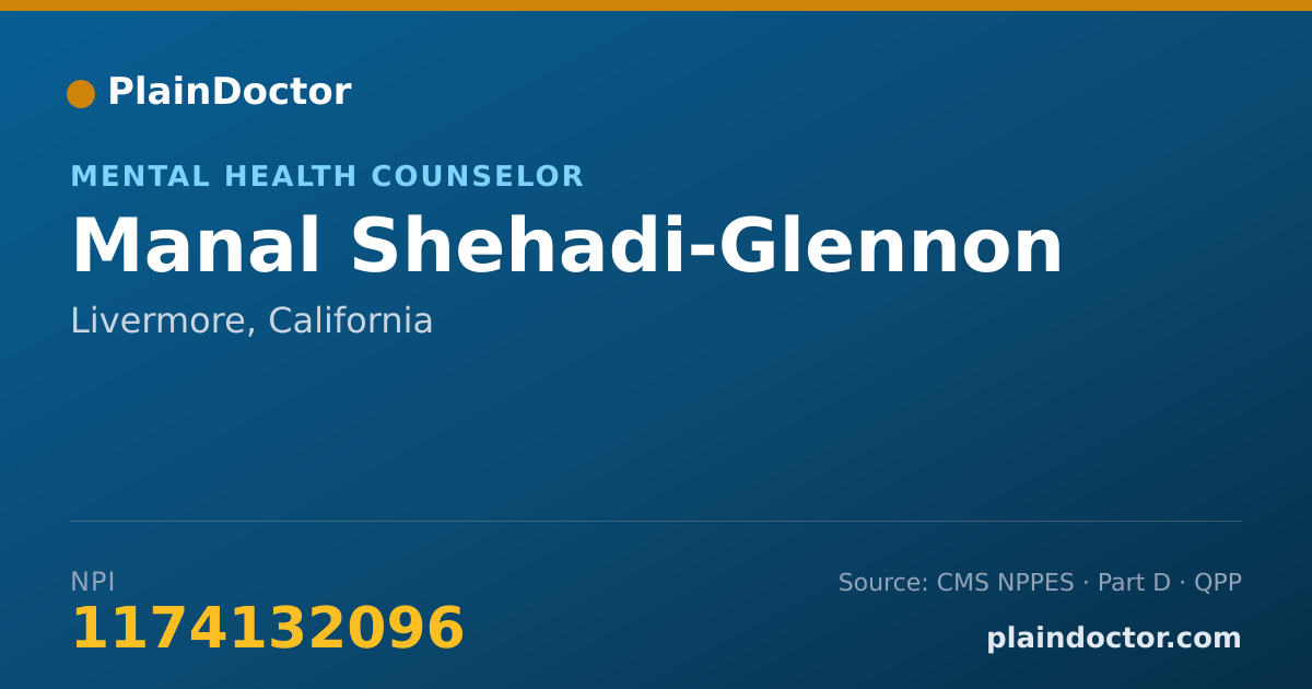 Shareable card for Manal Shehadi-Glennon - Mental Health Counselor, Livermore, CA