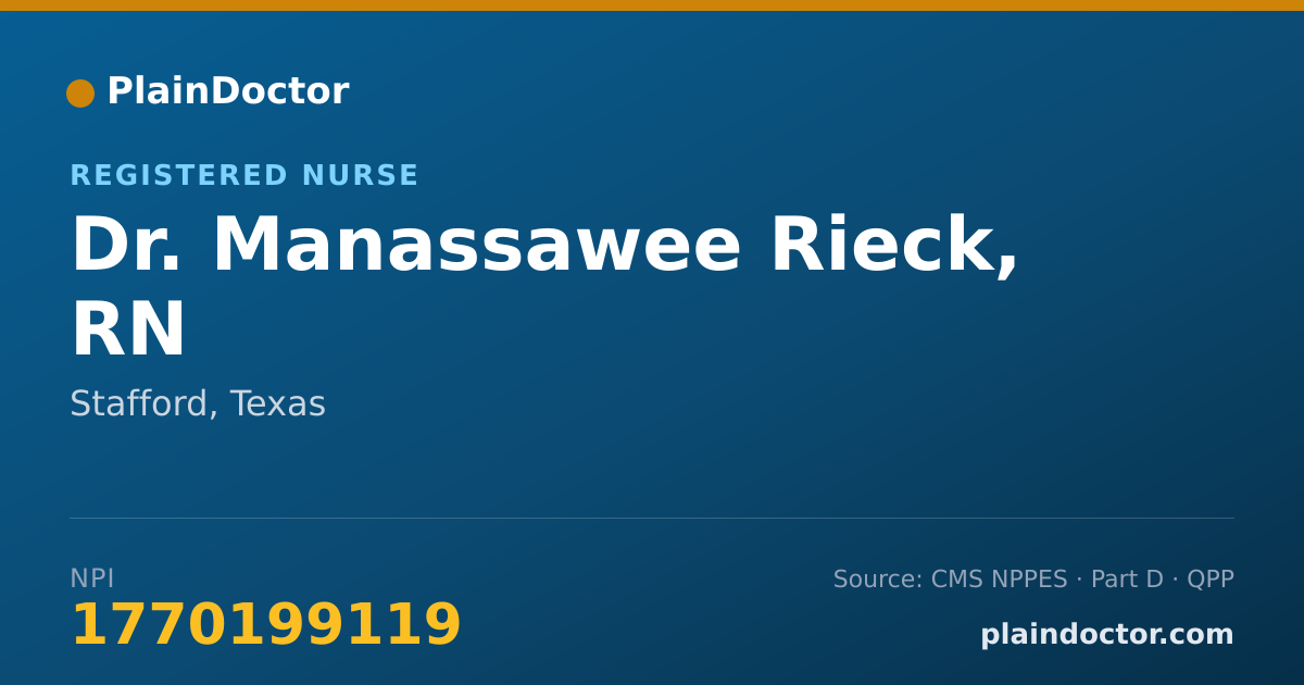 Shareable card for Manassawee Rieck, RN - Registered Nurse, Stafford, TX